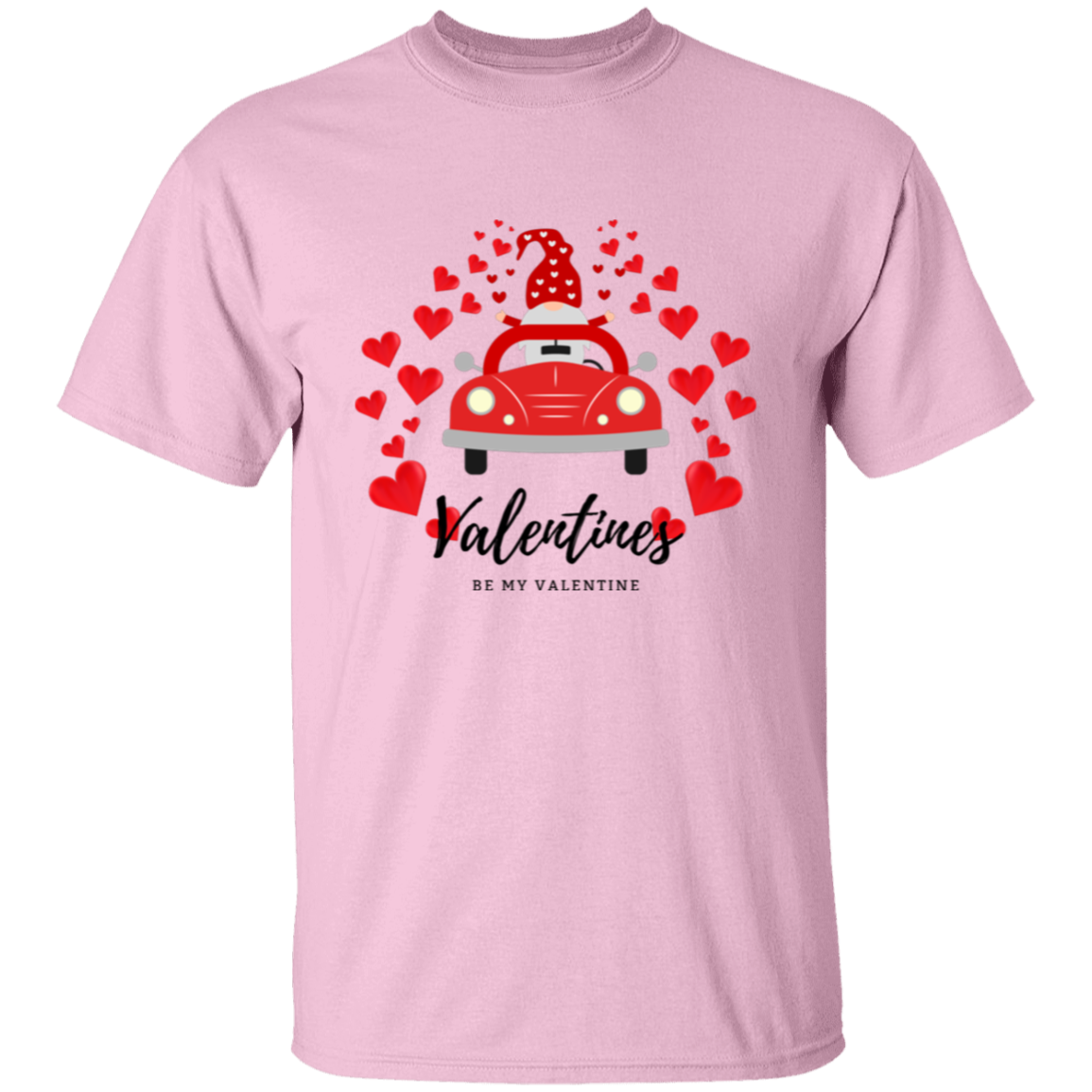 Be My Valentine Gnome driving a Car with Hearts T-Shirt