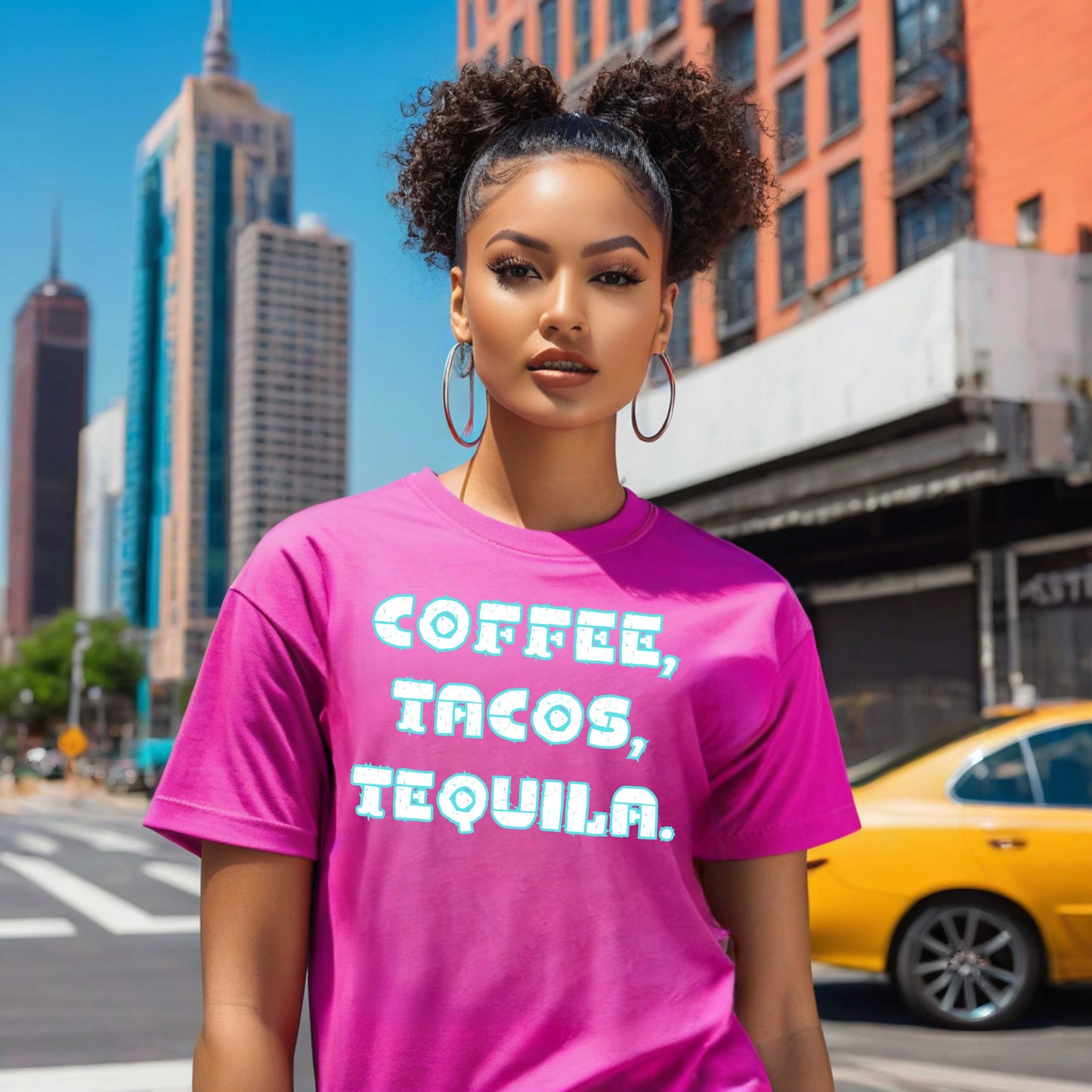 Camiseta Café, Tacos, Tequila