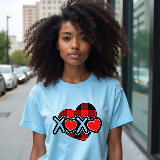 Plaid XOXO Heart T-Shirt