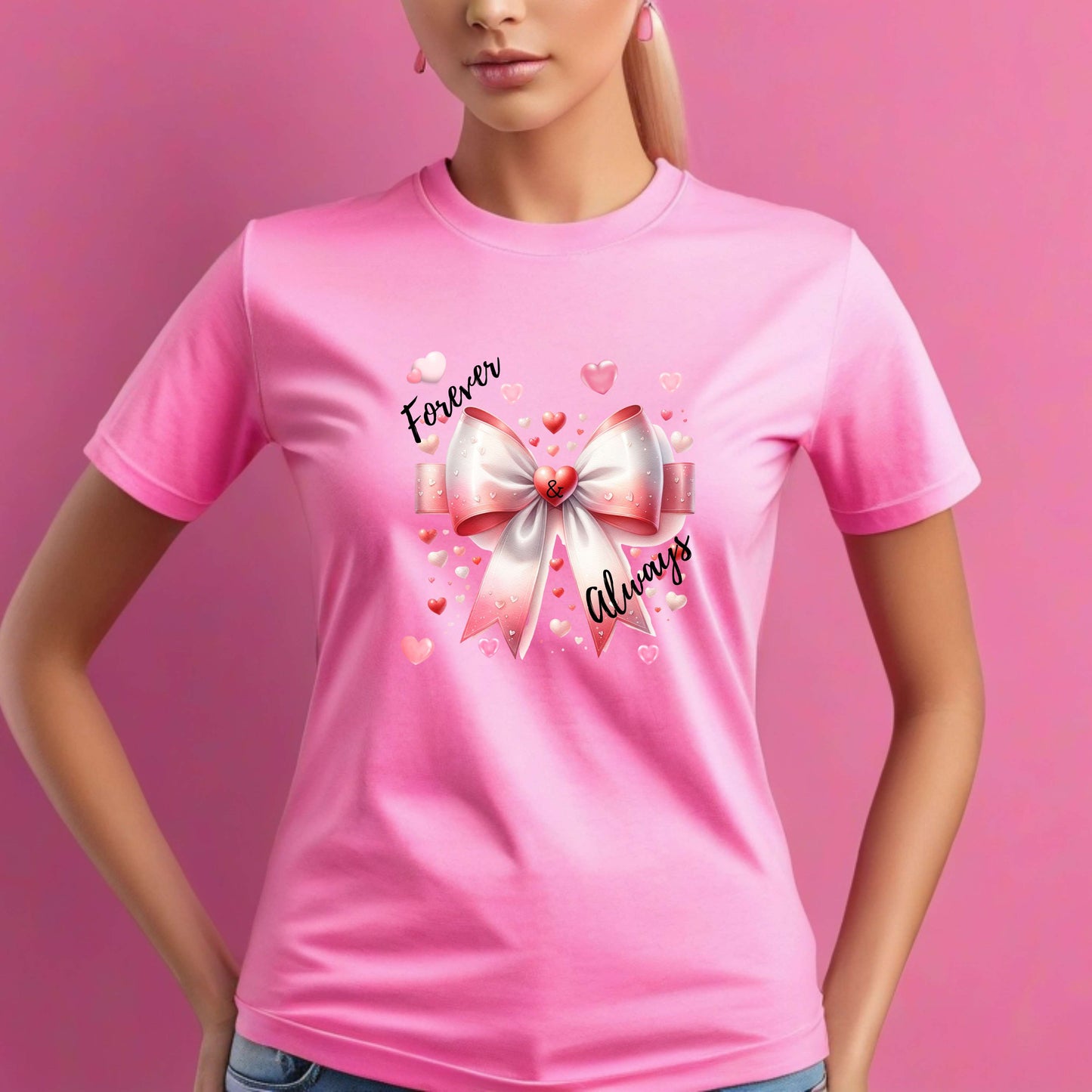 Forever and Always Hearts and Bow T-Shirt