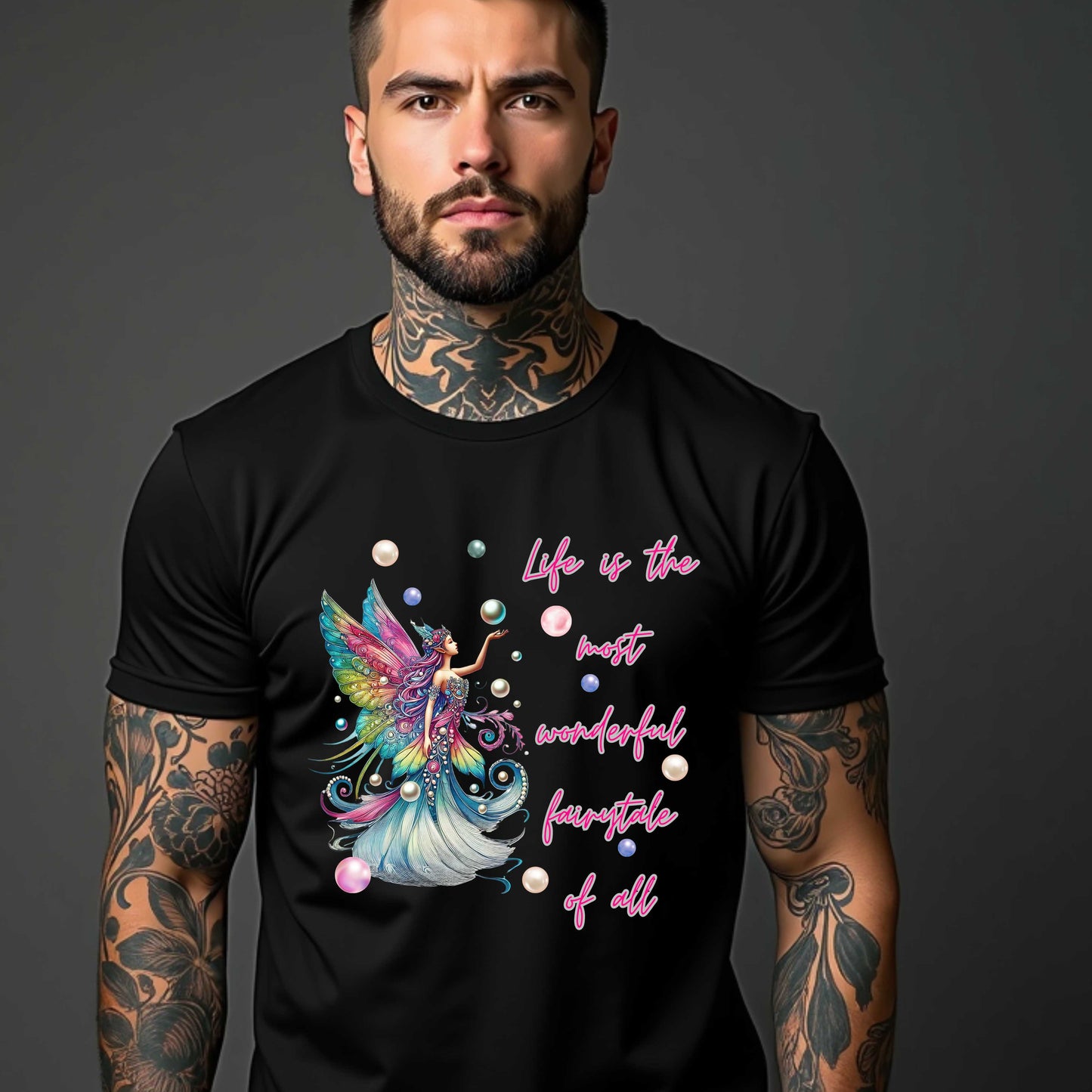 Life is the Most Wonderful Fairytale of All Rainbow Fairy with Pearls T-Shirt